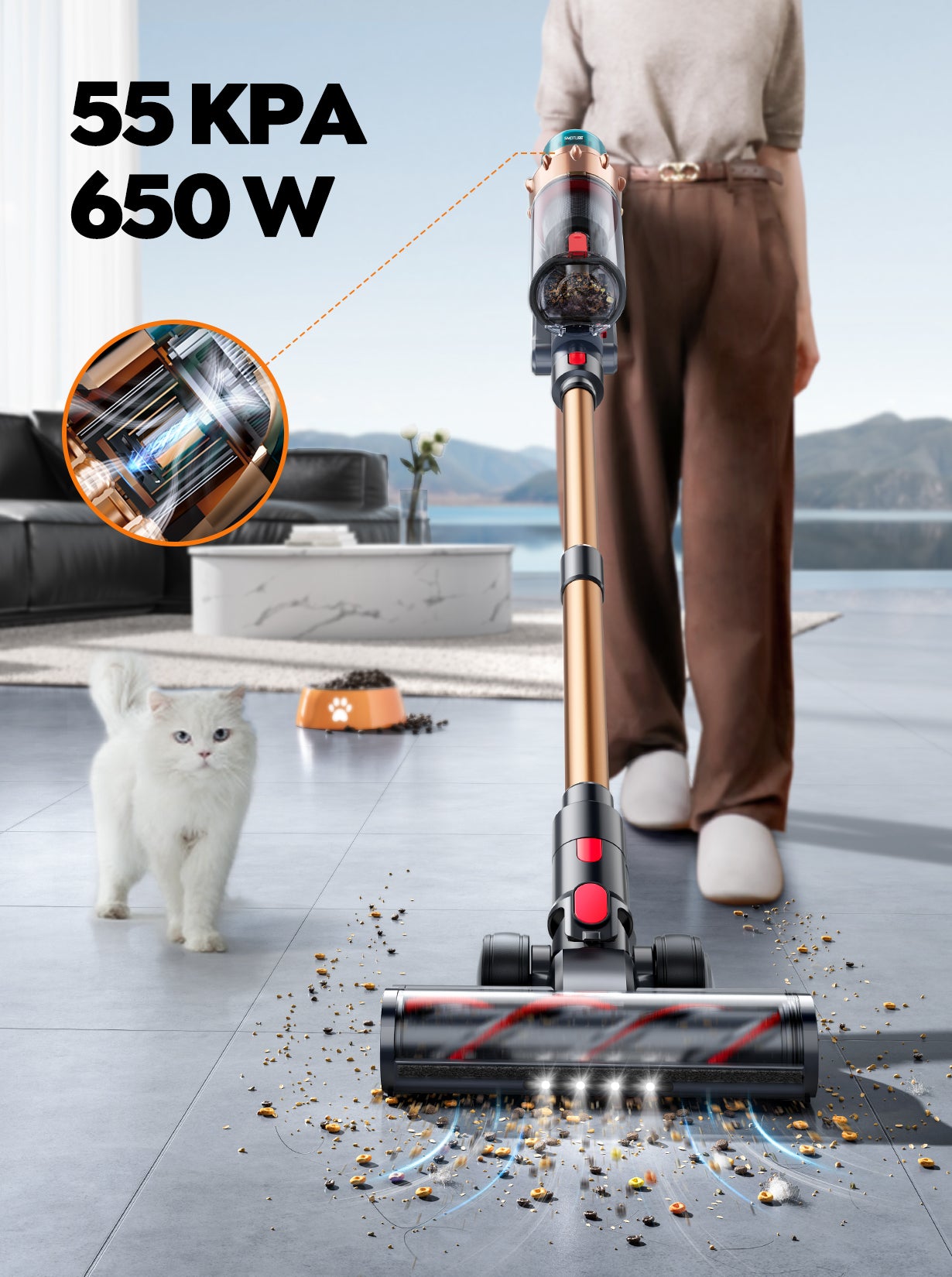SMOTURE コードレススティッククリーナー パープル Amazon.com: SMOTURE Cordless Vacuum Cleaner, 650W 55KPA 70Mins
